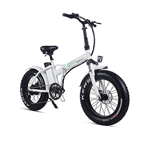 Bicicletas eléctrica : XXCY Bicicleta elctrica Plegable 500w e-Bike 20"* 4.0 neumtico Gordo 48v 15ah batera Pantalla LCD con 5 Niveles de Velocidad de Paso (Blanco)