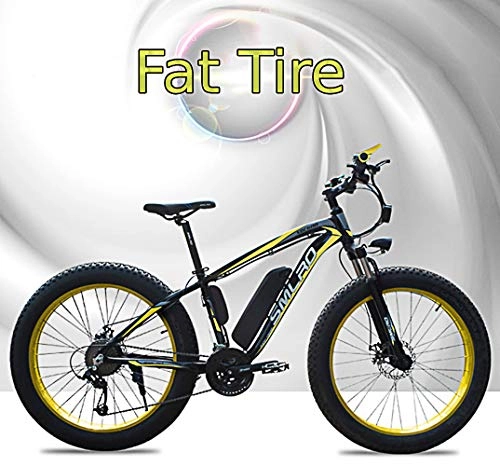 Bicicletas eléctrica : XXCY Bicicleta Eléctrica De Montaña 800w 15ah, 21 Velocidades, Freno De Disco, Moto De Nieve (Yellow)