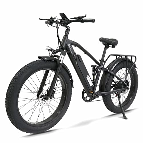 Bicicletas eléctrica : YANGAC Bicicletas Electricas 26 Pulgadas, Batería de Litio de 48V / 17Ah, 816Wh, SUV E-Bike de Suspensión Completa, Motor 5 Velocidades 95 N.m, Freno Hidráulico, Neumáticos Grasos