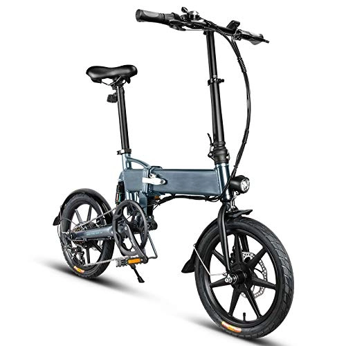 Bicicletas eléctrica : Yimixz Bicicleta eléctrica plegable de aleación de aluminio, 16 pulgadas, portátil, 250 W, 25 km / h, 3 modos