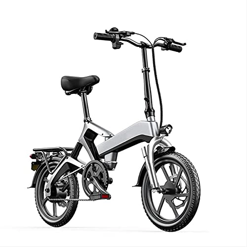 Bicicletas eléctrica : YIZHIYA Bicicleta Eléctrica, 16" Bicicleta de montaña eléctrica Plegable para Adultos, Rueda de aleación de magnesio Bicicleta eléctrica, Motor de 400W Batería de Litio extraíble 48V10AH, Plata
