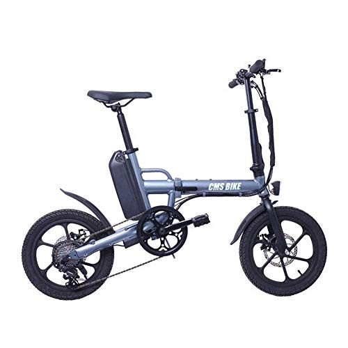 Bicicletas eléctrica : YOUSR Bicicleta Eléctrica Plegable Ciudad Bicicleta Eléctrica para Adultos Ebike De 6 Velocidades: Fácil De Llevar Al Elevador De La Oficina, Gris