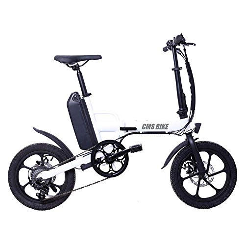 Bicicletas eléctrica : YOUSR Bicicleta Eléctrica Plegable Ciudad Bicicleta Eléctrica para Adultos Ebike De 6 Velocidades: Fácil De Llevar Al Elevador De Oficina, Blanco