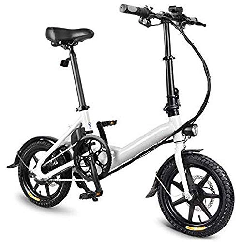Bicicletas eléctrica : YOUSR Bicicleta Plegable Eléctrica, Bicicleta Plegable Doble Freno De Disco Portátil para Ciclismo Bicicleta Eléctrica Plegable con Pedales Batería De Iones De Litio 7.8AH White