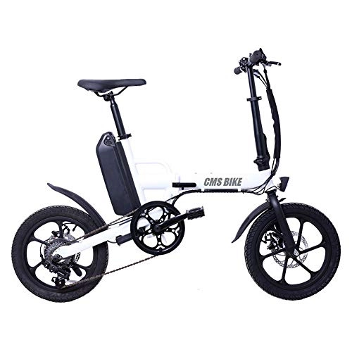 Bicicletas eléctrica : YPYJ Bicicleta Eléctrica Plegable City Bicicletas Eléctricas para Adultos Ebike De 6 Velocidades: Fácil De Llevar Al Elevador De La Oficina Caja Trasera del Automóvil, Blanco
