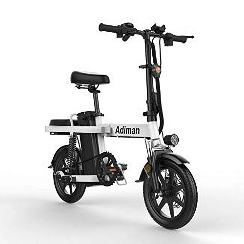 Bicicletas eléctrica : YPYJ Bicicleta Eléctrica Plegable para Adultos, Bicicleta Eléctrica De 15.5 mph con Puerto USB para Cargar sobre La Marcha, Medidor Inteligente + Faros + Luces Traseras Electrónicas, Blanco