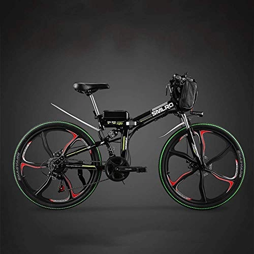 Bicicletas eléctrica : YUNYIHUI E-Bike MTB Mountain Bike E Bike Vintage E-Bike Plegable de 26 Pulgadas Tres Modos de Trabajo con batería de Litio 12Ah Frenos de Disco Bicicleta de cercanías, Black-Three Knife Wheel