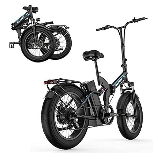 Bicicletas eléctrica : YX-ZD Bicicletta Elettrica Neve Pieghevole 20"per Adulti con Pneumatici Grassi E Mountain Bike Spiaggia, con Ripetitore A 5 Marce / Motore Elettrico 750 W / Batteria Rimovibile 48 V 15 Ah