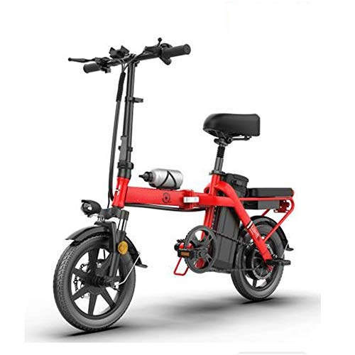 Bicicletas eléctrica : YXZNB Adulto Bicicleta elctrica, Plegable de 14 Pulgadas 11AH48V 350W de Motor, con Anti-Shock Seguridad del neumtico de Doble Freno de Disco, Apto para Hombre Trfico, Rojo