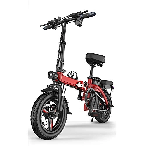 Bicicletas eléctrica : YXZNB Bicicleta Elctrica, Bicicleta Elctrica Plegable, 14 '' / 400W / 48V De La Batera del Motor 100 Kilometros, Conveniente para Los Deportes Al Aire Libre Ciclismo De Viajes, Rojo