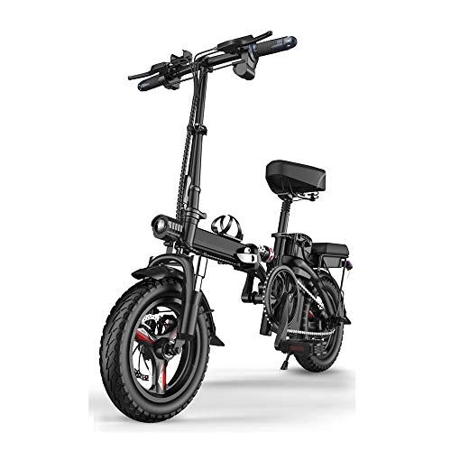 Bicicletas eléctrica : YXZNB Bicicleta Elctrica, Bicicleta Elctrica Plegable, 14 '' / 400W / 48V De La Batera del Motor 50 Kilometros, Conveniente para Los Deportes Al Aire Libre Ciclismo De Viajes, Negro