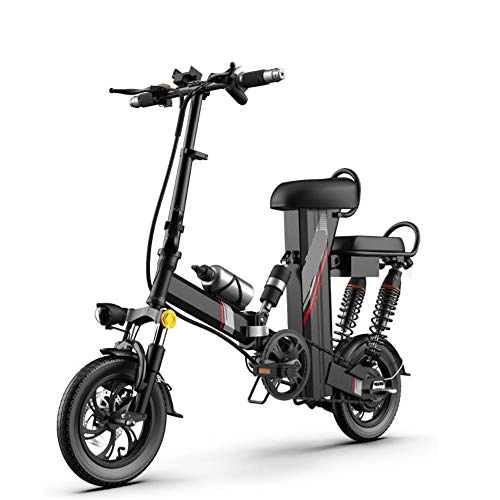 Bicicletas eléctrica : YXZNB Bicicleta Elctrica, Ligero De 12 Pulgadas De Neumticos 350W Elctrica Plegable De La Batera De Litio De Bicicletas 20AH 3 Montar Modos, Negro