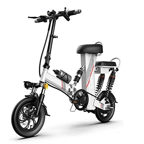 Bicicletas eléctrica : YXZNB Bicicleta Elctrica, Ligero De 12 Pulgadas De Neumticos 350W Elctrica Plegable De La Batera De Litio De Bicicletas 25AH 3 Montar Modos, Blanco