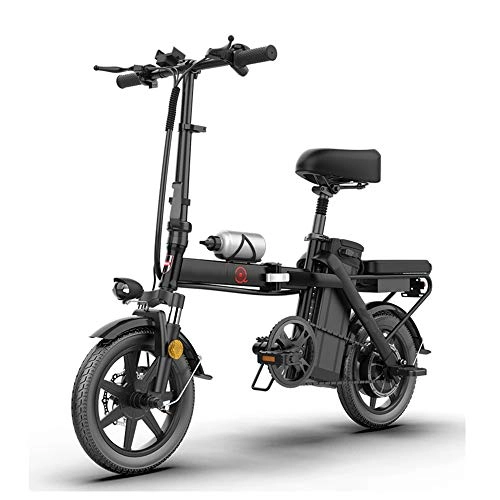 Bicicletas eléctrica : YXZNB Bicicleta Elctrica para Adultos, Motor Plegable De 14 Pulgadas 15AH48V 350W, con Freno De Doble Disco De Seguridad Antichoque, Adecuado para Desplazamientos Masculinos, Negro