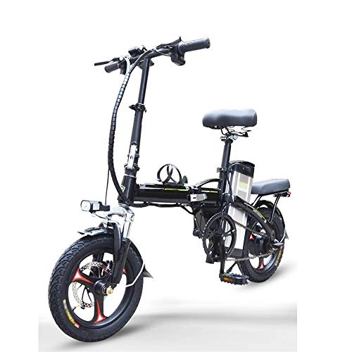 Bicicletas eléctrica : YXZNB Bicicleta Elctrica, Plegable 350W Adulto / 48V / 25A Batera De Litio para Montar A Caballo Al Aire Libre Y Los Desplazamientos, 14" Pulgadas Bicicleta Elctrica, Negro