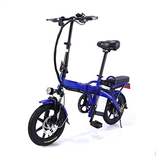 Bicicletas eléctrica : YXZNB Bicicleta Elctrica Plegable, Batera De Litio De 48V / 22AH Motor De Alta Velocidad De 14"350W Adecuado para Jvenes Y Adultos Fitness para jvenes y Adultos en la Ciudad, Azul