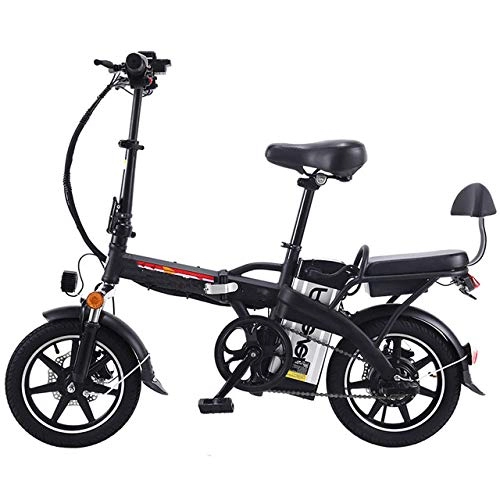 Bicicletas eléctrica : YXZNB Bicicleta elctrica Plegable, con 350W de Motor, la Velocidad mxima de 20 km / H 48V / 20A de la batera, Conveniente para la Juventud y Adulto Ciudad Trfico, Negro