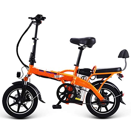 Bicicletas eléctrica : YXZNB Bicicleta Elctrica Plegable, con 350W De Motor, La Velocidad Mxima De 20 Km / H 48V / 8A Batera, Conveniente para La Juventud Y Adulto Ciudad Trfico, Naranja