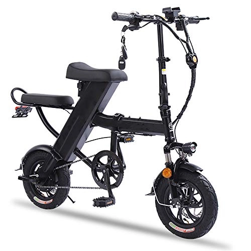 Bicicletas eléctrica : YXZNB Bicicleta elctrica, Urban Plegable de cercanas E-Bici, Velocidad mxima 25 kilometros / h, 12" 350W / 10A Desmontable de Carga de la batera de Litio, Unisex de Bicicletas, Negro
