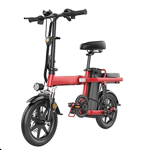 Bicicletas eléctrica : YXZNB Bicicleta elctrica, Urban Plegable de cercanas E-Bici, Velocidad mxima 25 kilometros / h, 14" 350W / 11A Desmontable de Carga de la batera de Litio, Unisex de Bicicletas, Rojo