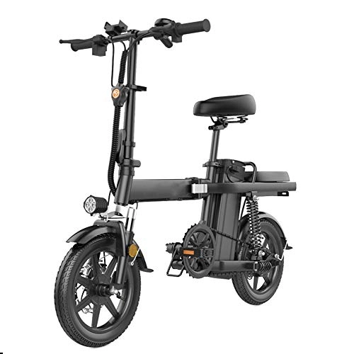 Bicicletas eléctrica : YXZNB Bicicleta elctrica, Urban Plegable de cercanas E-Bici, Velocidad mxima 25 kilometros / h, 14" 350W / 15A Desmontable de Carga de la batera de Litio, Unisex de Bicicletas, Negro