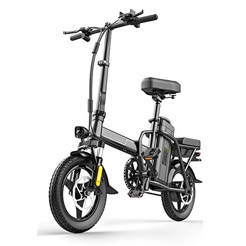 Bicicletas eléctrica : YXZNB Bicicletas Electricas, 14 Pulgadas 48V Bicicleta Elctrica con Batera De Litio De 350 W, Ciudad De Bicicletas / 110 Kilometros, con El Pedal del Pie, Negro