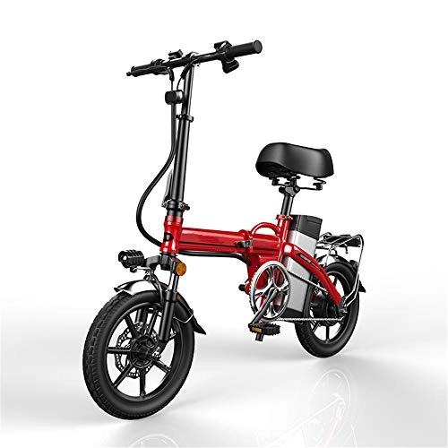Bicicletas eléctrica : YXZNB Bicicletas Electricas, Bicicleta Elctrica Plegable De 14" / 350W / 48V / 12A Batera De Litio para Deportes Al Aire Libre Deportes De Trayecto, Rojo