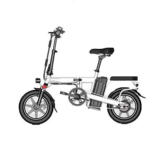 Bicicletas eléctrica : YXZNB Plegable Bicicleta Elctrica, Bicicleta Elctrica Montar 3 Modos 250W Motor 8Ah De La Batera De Litio De 50 Km / 14 Pulgadas De Neumticos, Blanco
