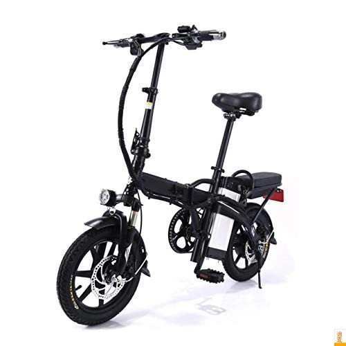 Bicicletas eléctrica : YXZNB Plegable Bicicleta Elctrica, La Batera De 48V / 32AH De Litio 14" Motor De 350W De Alta Velocidad Adecuado para Personas Jvenes Y Adultas De Fitness Trfico Urbano, Negro