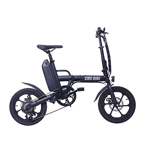 Bicicletas eléctrica : YYD Bicicleta elctrica Plegable Adulta Ultraligera de 16 Pulgadas 36 V batera Auxiliar de Litio Bicicleta, Black
