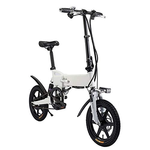 Bicicletas eléctrica : YYD Ebike, Bicicleta elctrica Plegable con luz LED Frontal para Bicicleta de Bicicleta de Carretera para Adultos Mini Bicicleta, White
