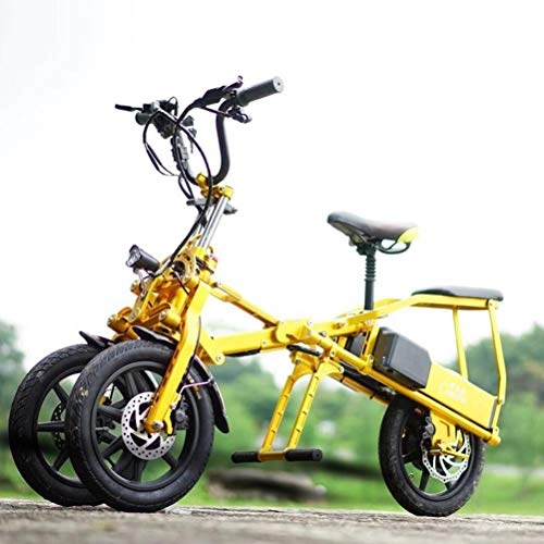 Bicicletas eléctrica : ZHJIUXING HO Coche elctrico Plegable, diseo Conveniente de 14 Pulgadas Triciclo elctrico Plegable de Alta Gama fcil, Alcance mximo 75 km