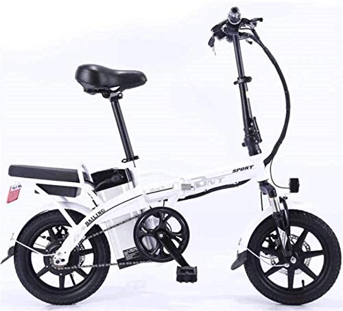 Bicicletas eléctrica : ZJZ Bicicleta eléctrica de Acero al Carbono, batería de Litio Plegable, Coche, Bicicleta eléctrica Doble para Adultos, autoconducción, para Llevar, Blanco, 25A