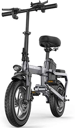 Bicicletas eléctrica : ZJZ Bicicletas eléctricas Plegables con 350W 18V 14 Pulgadas, 6-15AH Batería de Iones de Litio E-Bike para Ciclismo al Aire Libre, Viajes, Ejercicio y desplazamientos (Color: Grey, Size: 150KM)