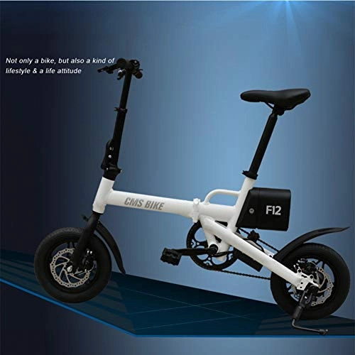 Bicicletas eléctrica : ZQNHXY Ligera eléctrico Plegable pedaleo asistido E-Bici, Plegable de 12 Pulgadas 36V E-Bici con 6.0Ah batería de Litio, Freno de Disco, Blanco
