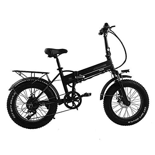 Bicicletas eléctrica : ZWHDS Bicicleta eléctrica - Neumático de Grasa 50 0W 12.8AH Bicicleta de montaña 7speed e-Bike 20"Cross Country Bike (Color : Black)