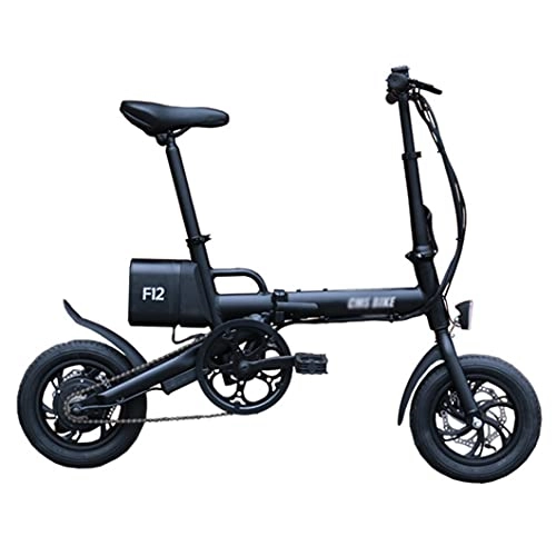 Bicicletas eléctrica : ZXQZ Bicicleta Eléctrica Plegable para Adultos, Bicicleta Electrónica Asistida por Batería de Litio de 12 Pulgadas con Pantalla Inteligente LCD Y Luces LED, para Hombre Y Mujer (Color : Black)