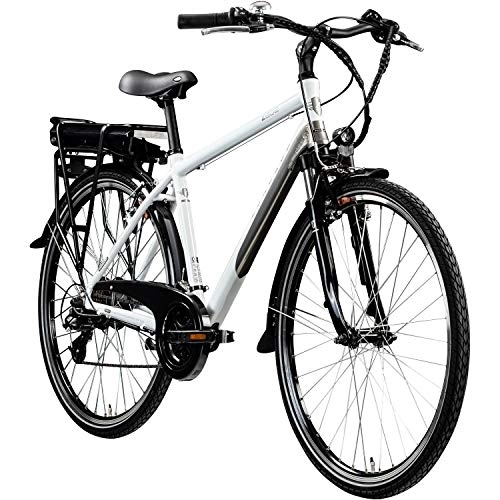 Bicicletas eléctrica : ZÜNDAPP Bicicleta eléctrica E Bike 700c Pedelec Z802, 21 velocidades, rueda de 28 pulgadas (blanco / gris, 48 cm)