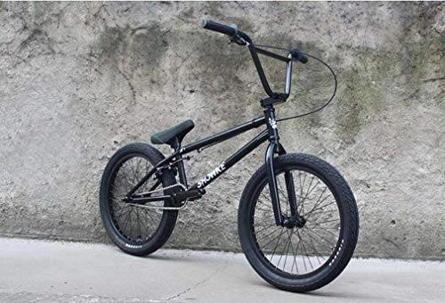 BMX : Bicicletas BMX de 20 pulgadas, cuadro BMX de acero al cromo molibdeno de alta resistencia, manivela de 3 secciones y 8 llaves con freno en U y cubierta superior de aleacin de aluminio forjado, Negro