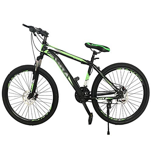 BMX : YHDP Los Propios Adultos, Mountain Bike Aleacin De Aluminio Bicicletas Hbridas para Hombre Y Mujer, Velocidad Variable Frenos De Disco Suspensin Completa Bicicleta De Montaa Verde A 20 Pulgadas
