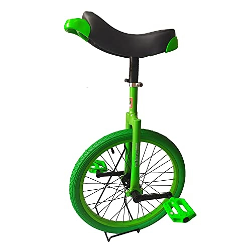 Monociclo : Amarillo / Verde para Adultos niños, Marco de Acero, Bicicleta de Equilibrio de una Rueda Resistente de 20 Pulgadas para Adolescentes, Mujeres y niños, montaña al Aire Libre (Color: Verde)