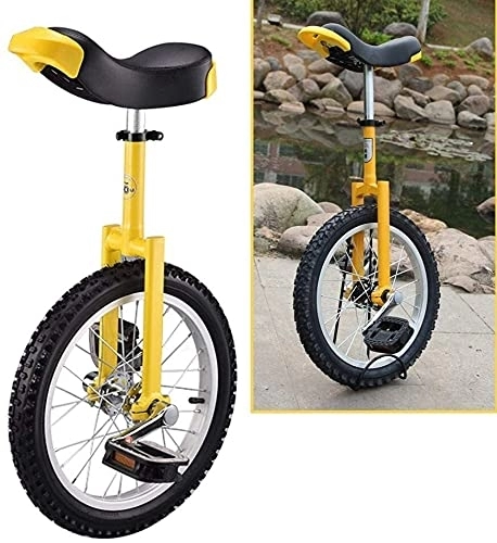Monociclo : Bici Monociclo Giallo Ruota da 16 / 18 / 20 Pollici Bici da Ciclismo Monociclo con Comodo Sedile a Sgancio, per Bambini Adolescenti Pratica Guida Migliorare l'Equilibrio (Color : Yellow, Size : 18 Inch