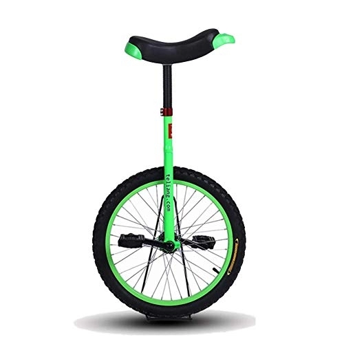 Monociclo : Monociclo Ajustable 14" / 16" / 18" / 20" Pulgadas Equilibrio Verde Ejercicio Diversión Bicicleta Fitness para Niños / Adultos, Cumpleaños (Color: Verde, Tamaño: Rueda De 16 Pulga
