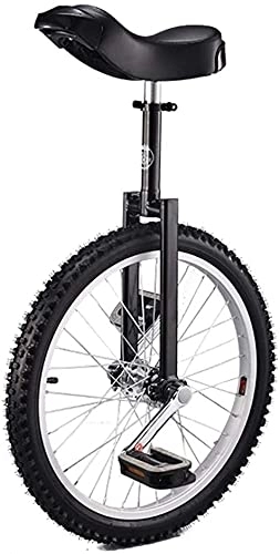 Monociclo : Monociclo de Bicicleta para niños / Adultos, Bicicletas de Ciclismo de Equilibrio con Asiento Ajustable y Pedal Antideslizante (Rueda Negra de 20 Pulgadas)
