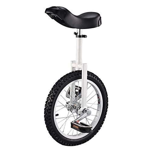 Monociclo : Monociclo, Equilibrio Antideslizante Ajustable en Altura Cycle Ejercicio Divertido Bicicleta Fitness Rueda Entrenador con Soporte, para Kids Principiantes / 16 inch / Blanco