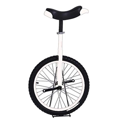 Monociclo : Monociclo, Equilibrio Antideslizante Ajustable Entrenador Ejercicio de Ciclismo Rueda de Fitness AcrobáTica Adecuada para Kids Adultos Principiantes / 20 pulgadas / Blanco