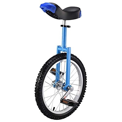 Monociclo : Monociclo para Kids, Entrenador de Ruedas de Montaña Antideslizante Ajustable en Altura Monorrueda con Soporte Libre Silla ErgonóMica Contorneada / 18 inch / azul