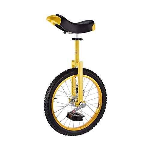 Monociclo : ZSH-dlc Monociclo 16 / 18 Pulgadas Solo Redondo para niños, Adultos, Altura Regulable, Equilibrio, Ejercicio de Ciclismo, Color múltiple (Color : Amarillo, Tamaño : 18 Inch)