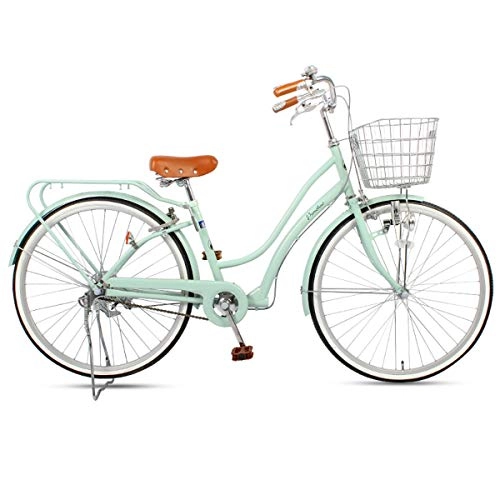 Paseo : Bicicleta De Ocio Urbano De 26", Bicicleta Urbana Urbana para Mujer con Cesta Bicicleta Retro Estilo Holandés Cuadro De Acero De Alto Carbono Bicicletas Confort para Exteriores Urbanos