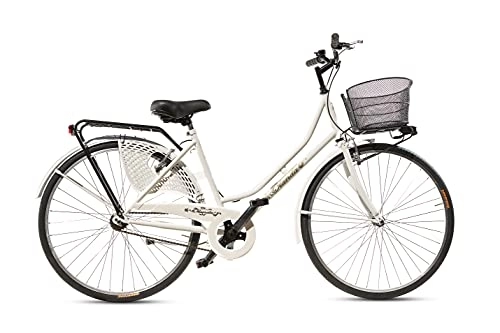 Paseo : Bicicleta de paseo holandesa para mujer, talla 26, bicicleta de ciudad vintage retro con cesta blanca